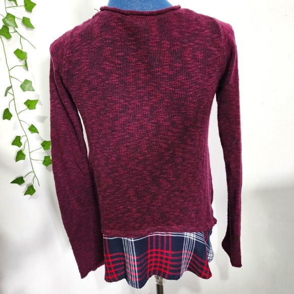 Cloud Chaser Burgundy and Flannel Twofer Sweater - Picture 10 of 10